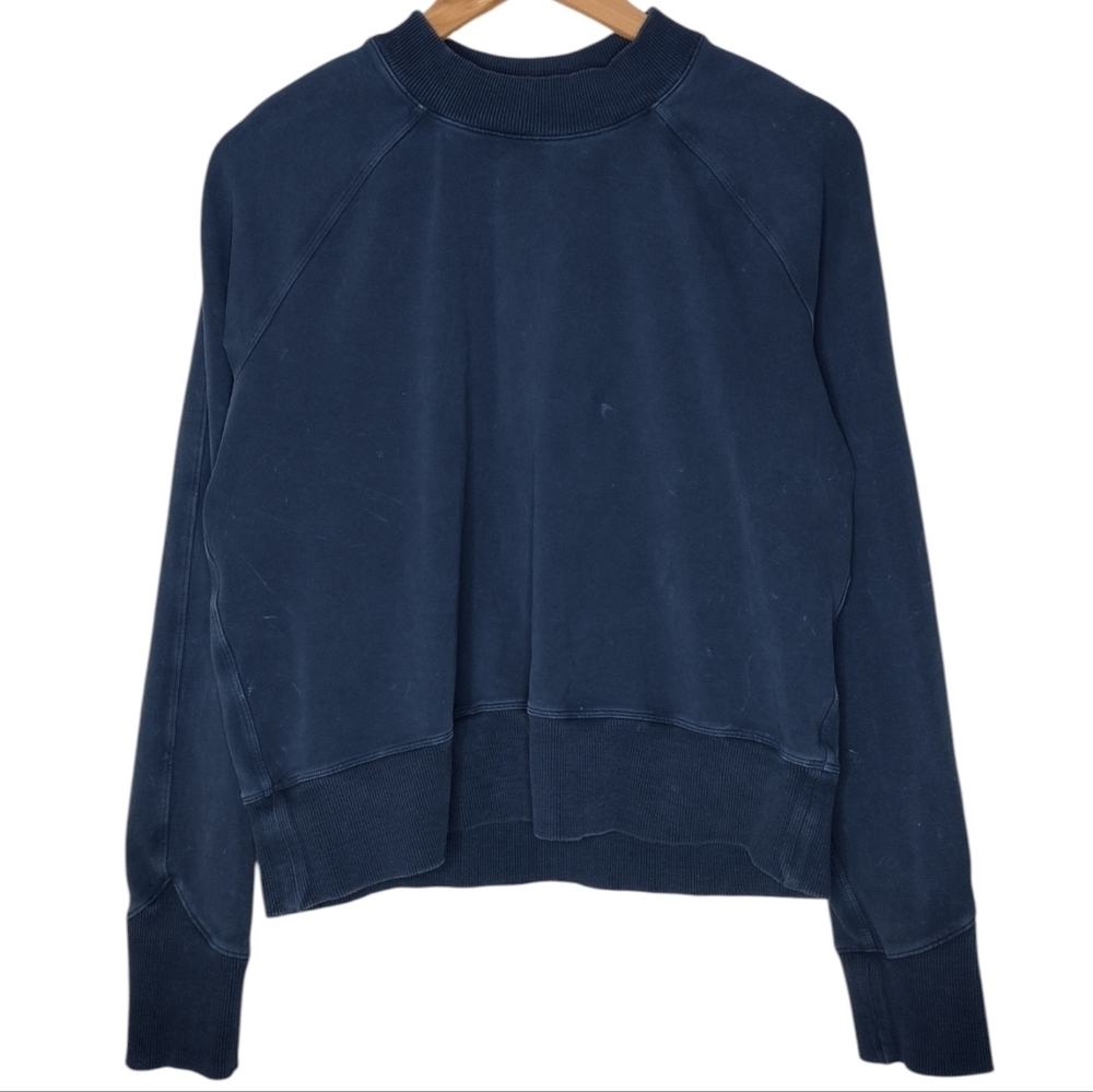 Lululemon Ready To Roll Acid Rubber Dye True Navy Crew Neck Sweater Sz S